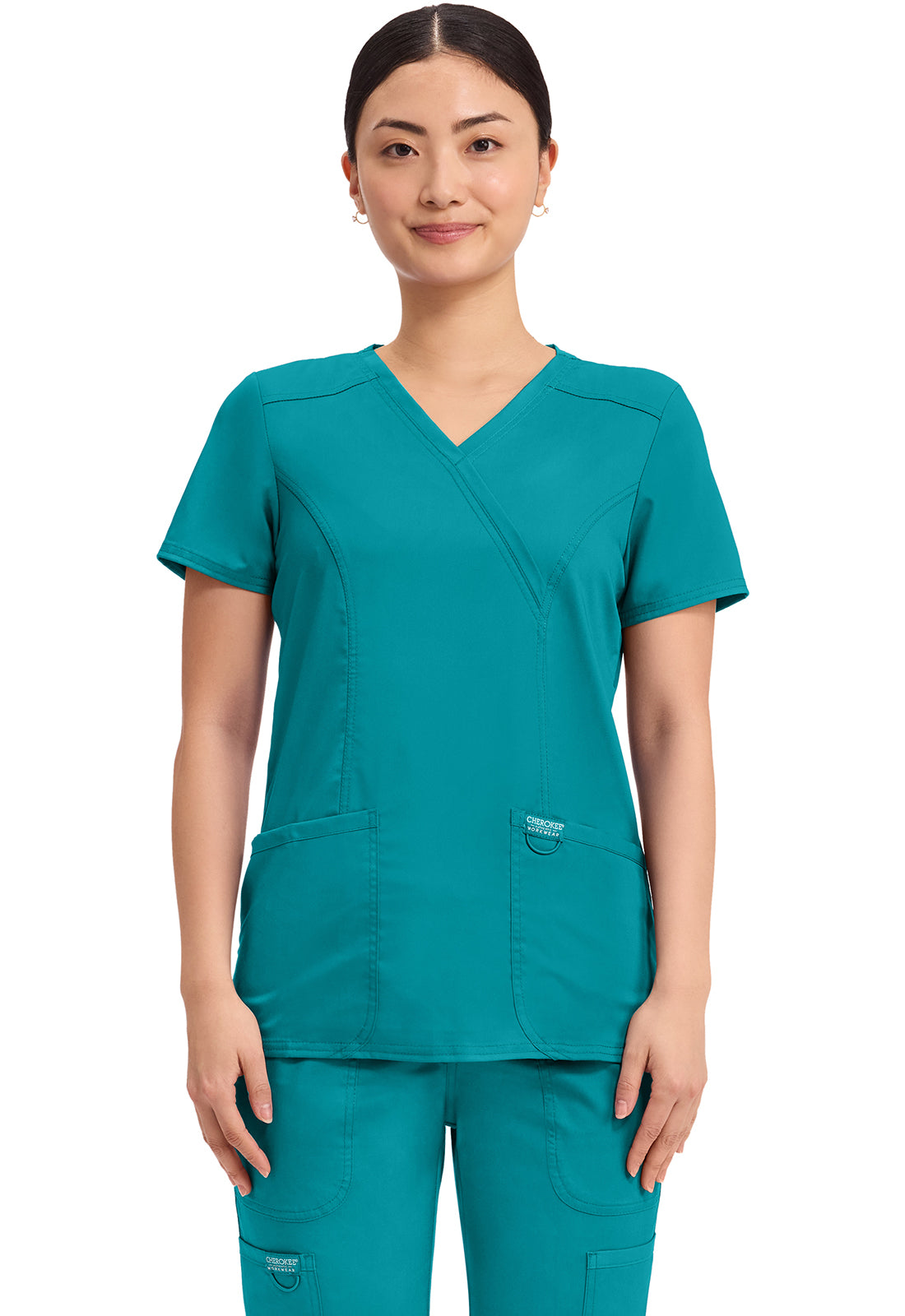 Cherokee Workwear Revolution: Mock Wrap Top